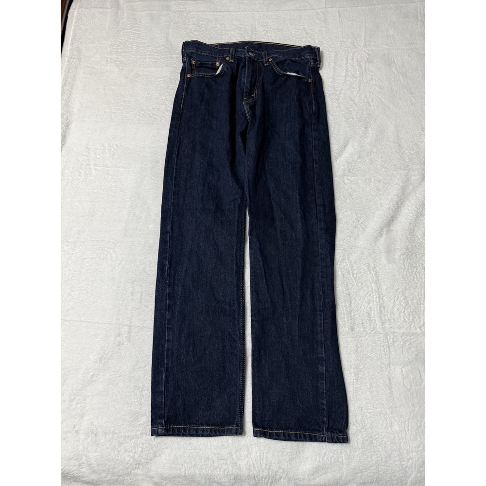 Levis 505 Jeans Mens 31x30 Blue Regular Straight Mid Rise Dark Wash